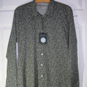 Good Man Brand men shirt LARGE NWT retail $198 black & white polka dot button